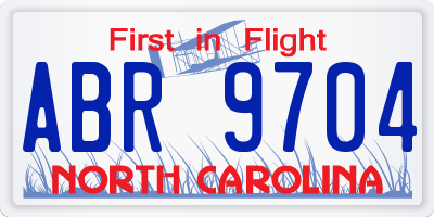 NC license plate ABR9704