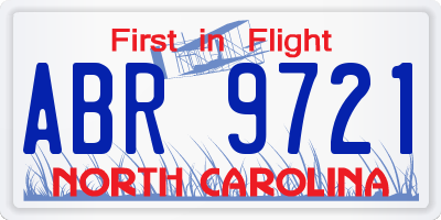 NC license plate ABR9721