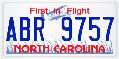 NC license plate ABR9757