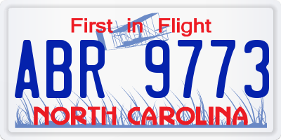 NC license plate ABR9773