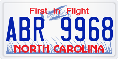 NC license plate ABR9968