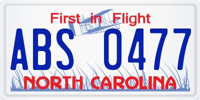 NC license plate ABS0477