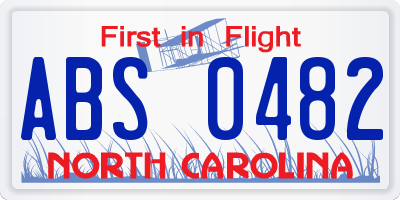 NC license plate ABS0482