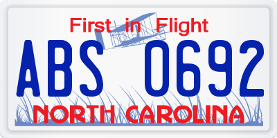 NC license plate ABS0692