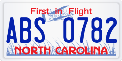 NC license plate ABS0782