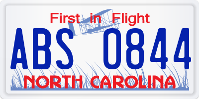 NC license plate ABS0844