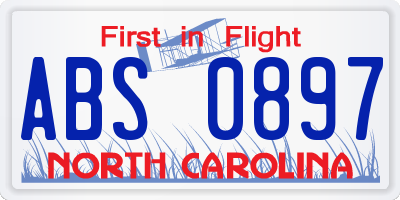 NC license plate ABS0897