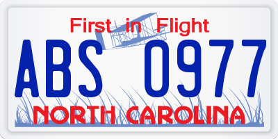 NC license plate ABS0977