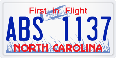NC license plate ABS1137
