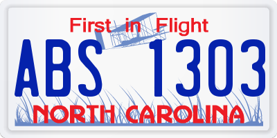 NC license plate ABS1303