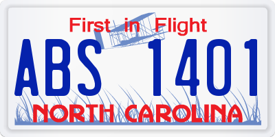 NC license plate ABS1401