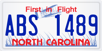 NC license plate ABS1489