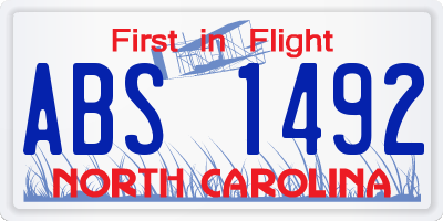 NC license plate ABS1492