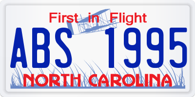 NC license plate ABS1995