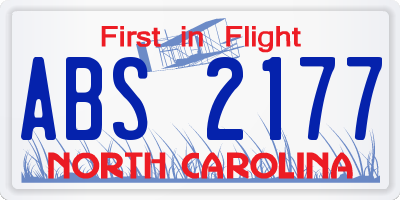 NC license plate ABS2177