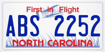 NC license plate ABS2252