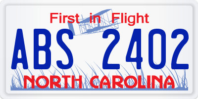NC license plate ABS2402