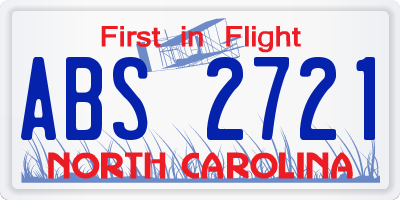 NC license plate ABS2721