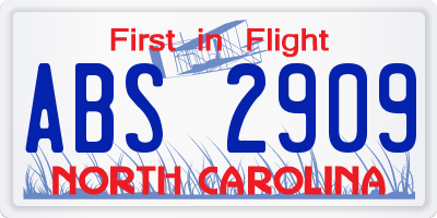 NC license plate ABS2909