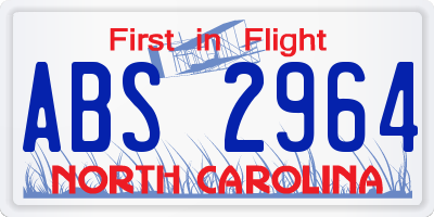 NC license plate ABS2964
