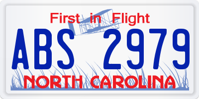 NC license plate ABS2979