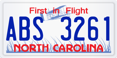 NC license plate ABS3261