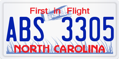 NC license plate ABS3305