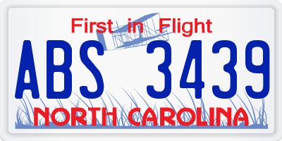 NC license plate ABS3439