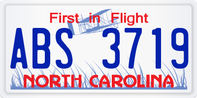 NC license plate ABS3719