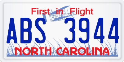 NC license plate ABS3944