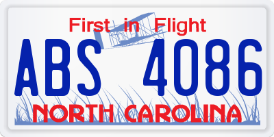 NC license plate ABS4086