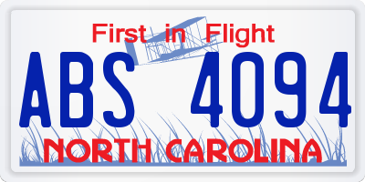 NC license plate ABS4094