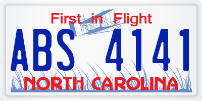 NC license plate ABS4141
