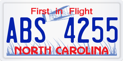 NC license plate ABS4255