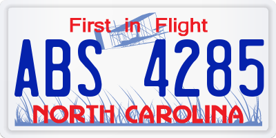 NC license plate ABS4285