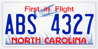 NC license plate ABS4327