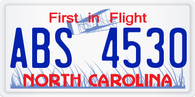 NC license plate ABS4530