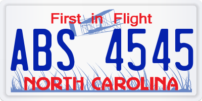 NC license plate ABS4545
