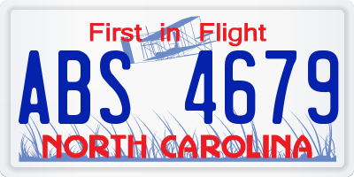 NC license plate ABS4679
