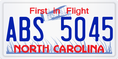NC license plate ABS5045