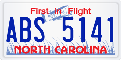 NC license plate ABS5141