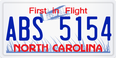 NC license plate ABS5154