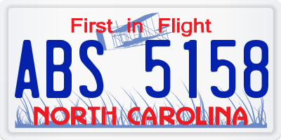 NC license plate ABS5158