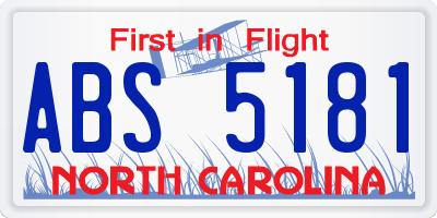 NC license plate ABS5181