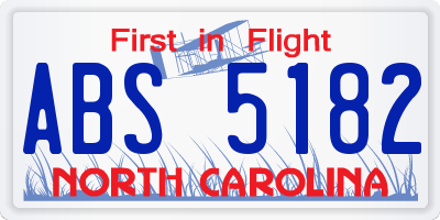 NC license plate ABS5182