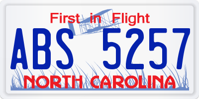 NC license plate ABS5257