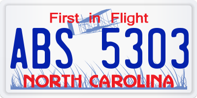NC license plate ABS5303