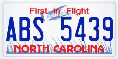 NC license plate ABS5439