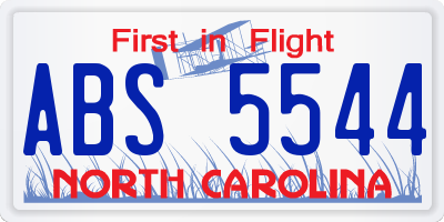 NC license plate ABS5544