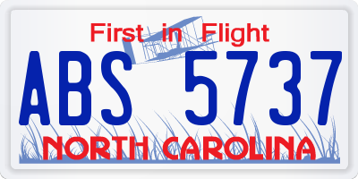 NC license plate ABS5737